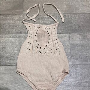Bailey's Blossoms Trendy Drake Crochet Halter Romper Snap Closure Size 3-6 M